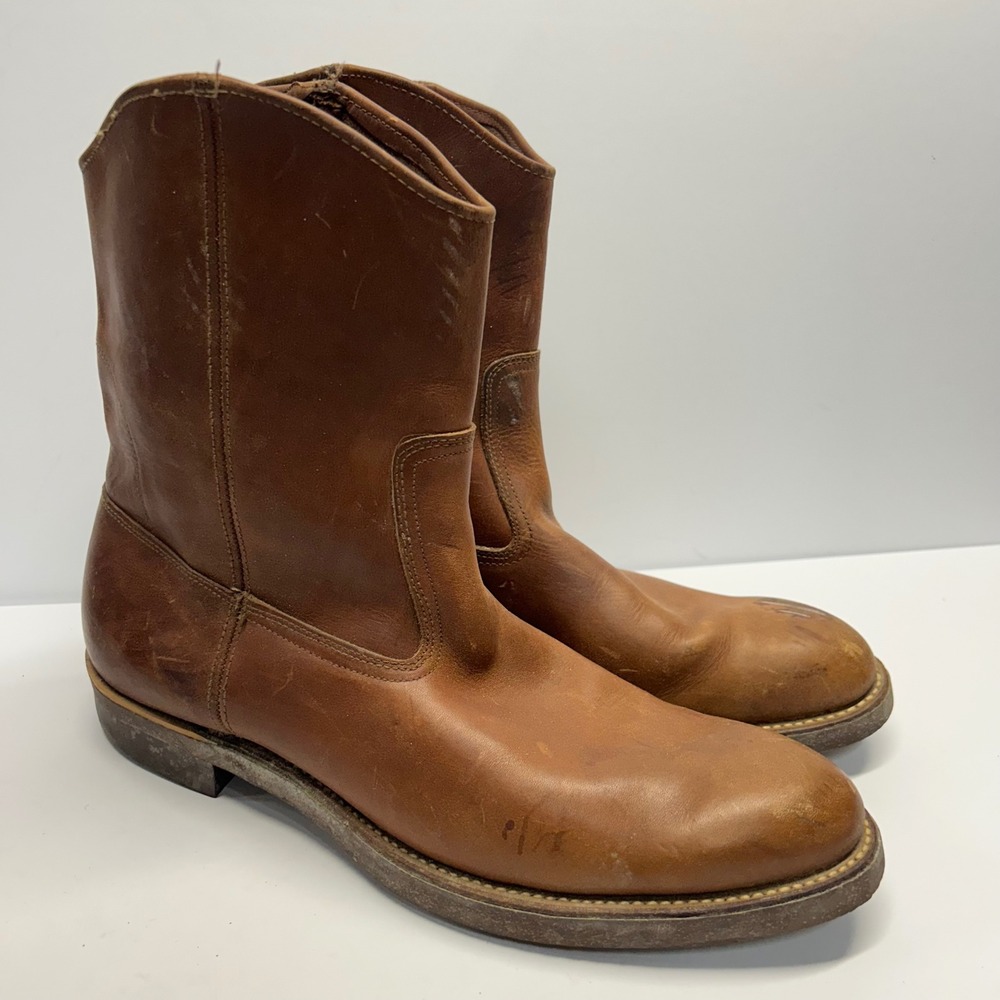 Bearfoot Wellington Boots Brown Men 11.5 B Leather Pull On Work Western Vintage